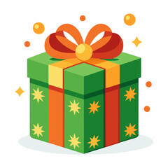 Christmas gift box vector illustration design, Vector outline ,Line art Isolated on a white background