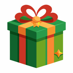 Christmas gift box vector illustration design, Vector outline ,Line art Isolated on a white background