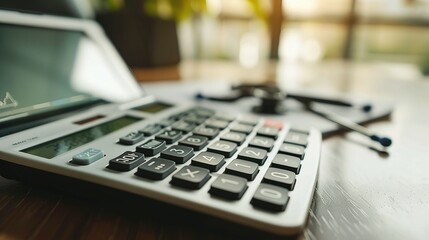 Calculator and Documents on a Desk Showing Financial Data