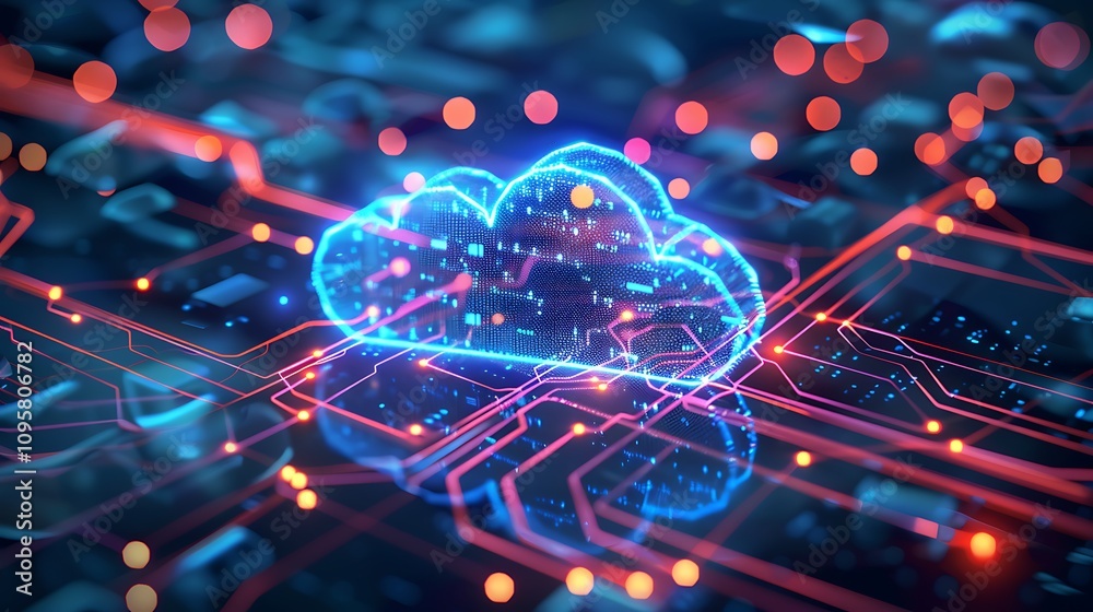 Wall mural abstract digital cloud computing network. innovative technology concept.