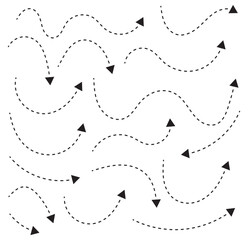 Curved dotted arrow. Zigzag arrow stripes design with dotted lines.