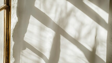 Soft shadows creating patterns on a white wall from sunlight