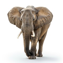 African Elephant isolated on white background.