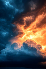 Obraz premium Fiery Storm Clouds Abstract Background Image