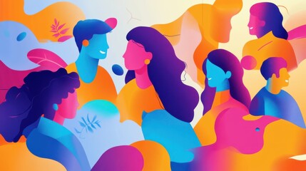 Fototapeta premium Colorful Abstract People Interaction Illustration