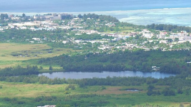 Footage of Susupe Lake and Chalan Kanoa, viewed from Mt. Tapochao peak, Saipan, CNMI.