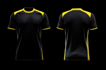 black and yellow jersey template for team club, jersey sport, front and back, Tshirt mockup sports jersey template design for football soccer, racing, gaming, sports jersey