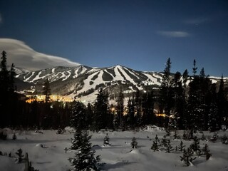 snow covered mountains at ski resort 