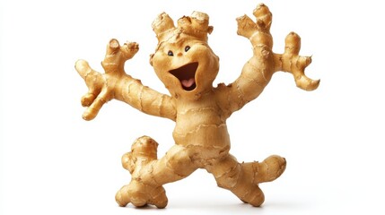 Fototapeta premium Playful Ginger Root Character with Cheerful Expression