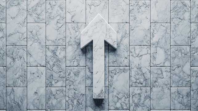 Textured upward arrow made of marble symbolizing the enduring nature of growth and the timeless progress of achievements opportunities and transformations - Powered by Adobe