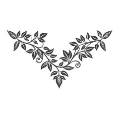 Branches and Leaves Border Silhouette Vector Design on White Background