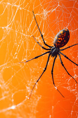 Orange Background Spider Illustration