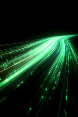 Fototapeta premium Green Light Trails Abstract 3D Background