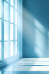 Fototapeta premium Blue Room Sunlight 3D Render Illustration