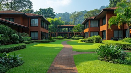 Obraz premium Luxury Resort Nestled in Lush Greenery