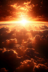 Fiery Sunset Cloudscape Illustration