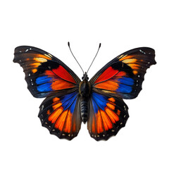 Obraz premium Vibrant Butterfly Displaying Orange and Blue Wings in Natural Habitat Macro Photography Nature Scene Close-Up View Wildlife Conservation