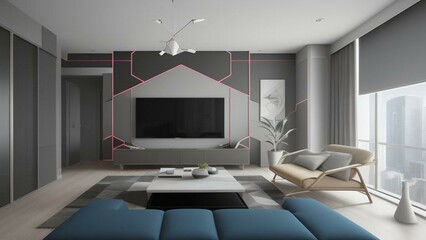 Interior room 3d render. Business and technology architecture house design. apartment. living room background wall and floor rendering elegant real estate home. living room, lifestyle. studio