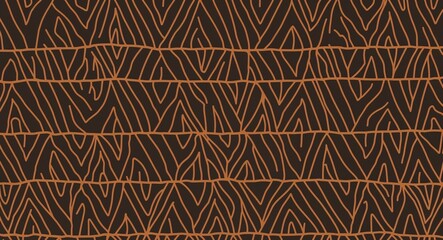 Brown Parallelogram pattern hand drawn design on Orange background illustration