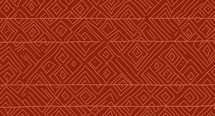 Brown Parallelogram pattern hand drawn design on Orange background illustration