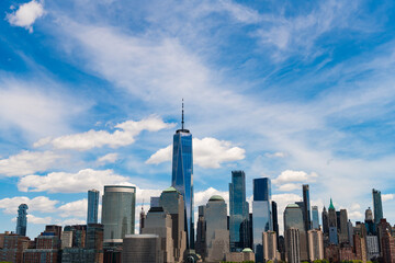 Manhattan's beautiful skyline, New York, United States. New York City with Manhattan Skyline over Hudson River,New York City, USA .View of New York city skyline in Midtown Manhattan.