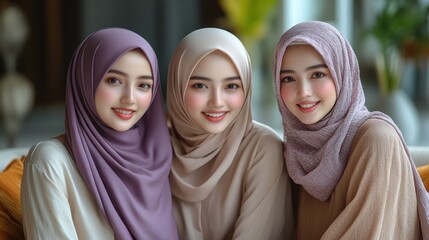 Three Smiling Women in Hijabs