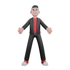 Choreographer Character in 3D. A male choreographer standing with both hands clenched beside his body with full energy expression. Animated Dance Talent