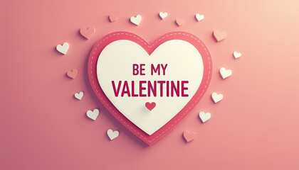 Valentine's Day Card with the text Be My Valentine in a gentle style