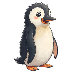Naklejka premium Playful Cartoon Penguin Character Digital Illustration Fun and Whimsical Style Bright Colors Engaging Design Children's Art Concept for Kids' Content