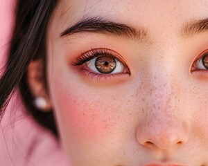 Obraz premium Close-up of a person's face. AI.