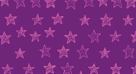 Pink Star pattern hand drawn design on Purple background illustration
