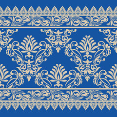 Elegant Damask Pattern  with Ornate Floral Motifs and Decorative Borders. seamless design features a sophisticated blend of vintage-inspired elements and modern aesthetics