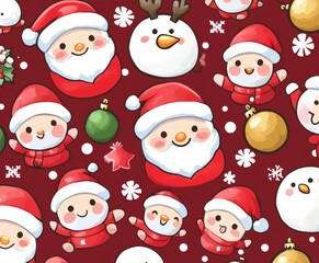 Cute cartoon Christmas characters celebrating the festive season with joy.