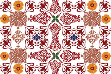 red fully  damask, decor, seamless, pattern, texture, vintage, wallpaper, fabric, decoration, textile, retro, oriental, antique, design, art