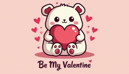 Fototapeta premium Valentine's Day greeting card with text Be My Valentine, cute style