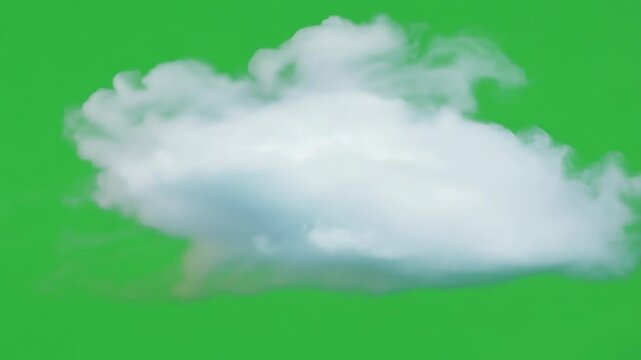 Moving Cloud on Green Screen Background Loop Animation