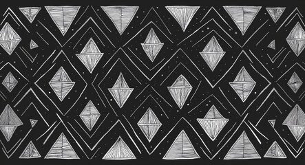 Silver Parallelogram pattern hand drawn design on Brown background illustration