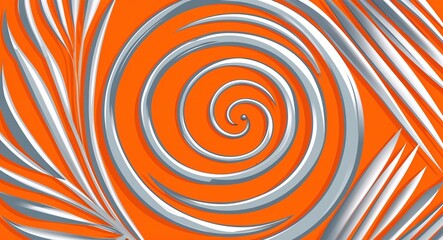 Silver Spiral pattern hand drawn design on Orange background illustration