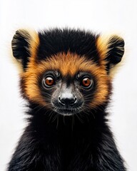 Fototapeta premium Mystic portrait of baby Owa, copy space on right side, Headshot, Close-up View, isolated on white background