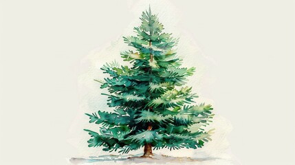 Fototapeta premium Festive Fir Tree in Watercolor: Capturing the Essence of Christmas Cheer