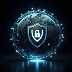Fototapeta premium 3D Digital Shield Representing Secure Online Networks
