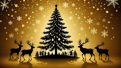 christmas background with deer