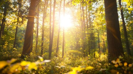 Obraz premium Enchanting Fairy-Tale Forest: Botanical Wonders Bathed in Soft Light