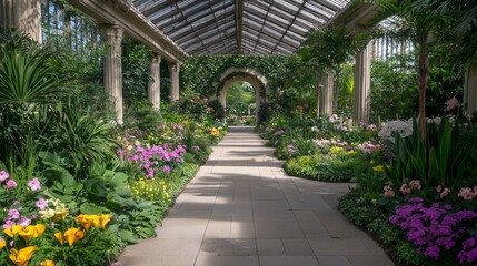 Obraz premium Blossoming Beauty: A Vibrant Botanical Garden in Full Spring Bloom