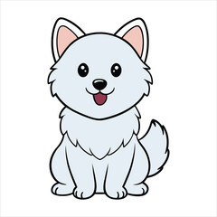 Cute American Eskimo Dog Isolated Design - American Eskimo Vector illustration
