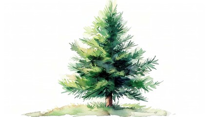 Obraz premium Serene Watercolor Christmas Tree: A Peaceful Holiday Scene in Soft Hues