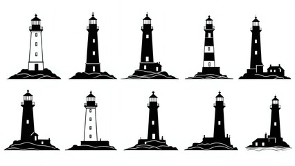lighthouse silhouette vector illustration