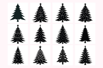 Fototapeta premium Christmas tree silhouette vector illustration