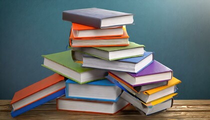 本が積まれている