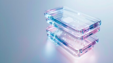 Transforming modular smartphone design with geometric transparency and soft tech colors digital innovation showcase modern tech environment futuristic concept